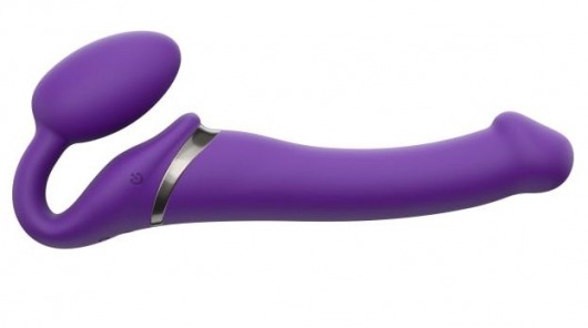 Фиолетовый безремневой вибрострапон Vibrating Bendable Strap-On - size L - Strap-on-me - купить с доставкой в Набережных Челнах