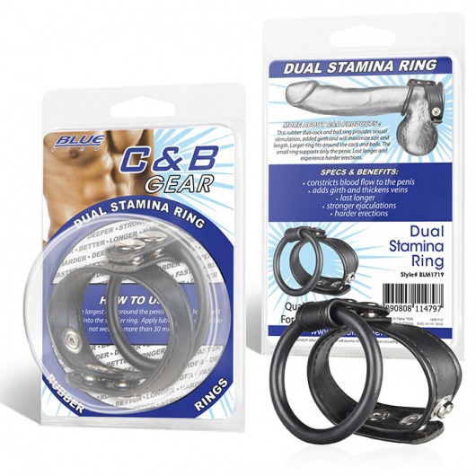 Двойное кольцо выносливости на пенис DUAL STAMINA RING - BlueLine - в Набережных Челнах купить с доставкой
