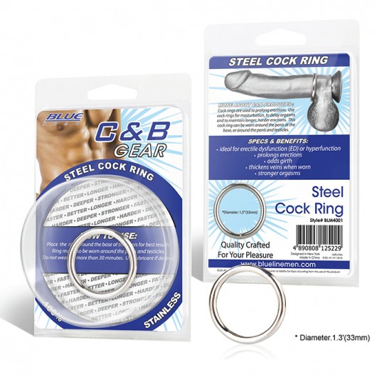 Стальное эрекционное кольцо STEEL COCK RING - 3.5 см. - BlueLine - в Набережных Челнах купить с доставкой