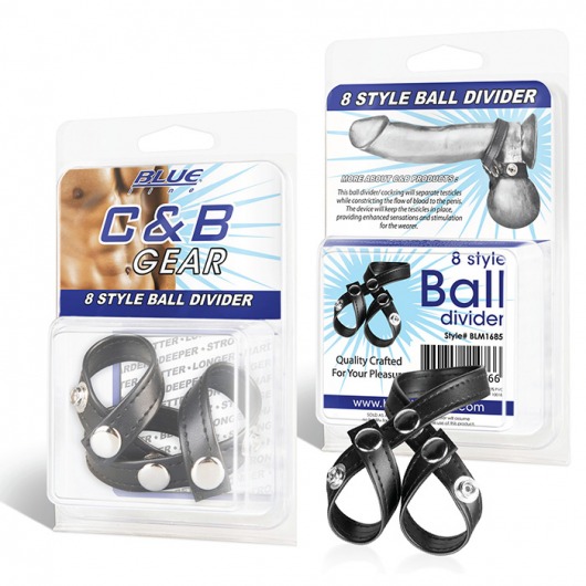 Разделитель мошонки из искусственной кожи на клепках 8 STYLE BALL DIVIDER - BlueLine - купить с доставкой в Набережных Челнах
