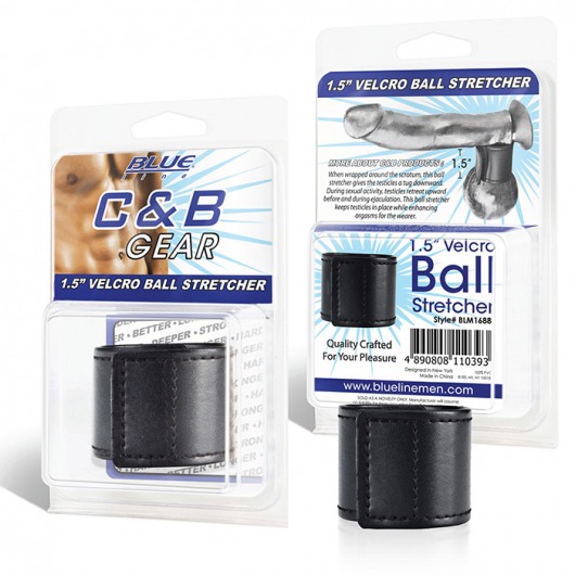 Хомут-утяжка для мошонки из искусственной кожи на липучке VELCRO BALL STRETCHER- 4 см. - BlueLine - в Набережных Челнах купить с доставкой
