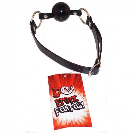 Силиконовый черный кляп-шарик на ремне Black Ballgag - Erotic Fantasy - купить с доставкой в Набережных Челнах