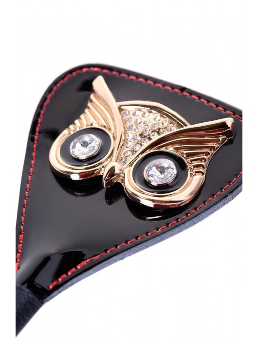 Чёрный стек с совой на кожаном наконечнике - 24 см. - ToyFa - купить с доставкой в Набережных Челнах