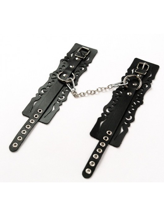 Узорчатые кожаные оковы с регулируемыми ремешками - Crazy Handmade - купить с доставкой в Набережных Челнах