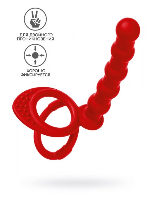 Красная насадка на пенис для двойного проникновения - 19,5 см. - ToyFa - купить с доставкой в Набережных Челнах