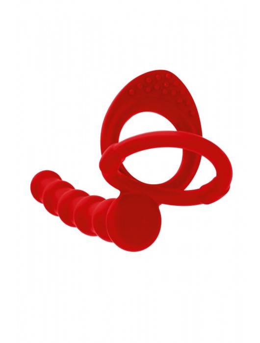 Красная насадка на пенис для двойного проникновения - 19,5 см. - ToyFa - купить с доставкой в Набережных Челнах