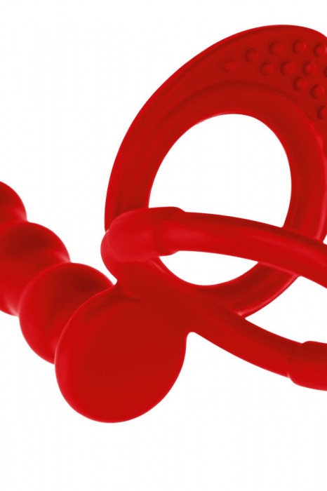 Красная насадка на пенис для двойного проникновения - 19,5 см. - ToyFa - купить с доставкой в Набережных Челнах