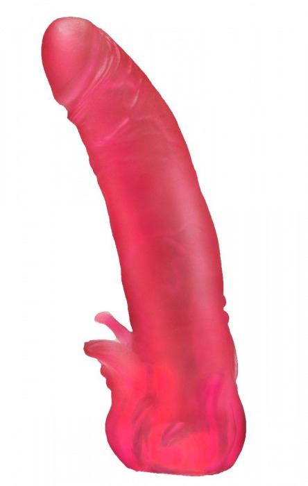 Розовая насадка для страпона с клиторальными лепестками - 18,5 см. - LOVETOY (А-Полимер) - купить с доставкой в Набережных Челнах