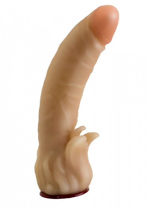 Телесная гелевая насадка-фаллос с клиторальными лепестками - 18,5 см. - LOVETOY (А-Полимер) - купить с доставкой в Набережных Челнах