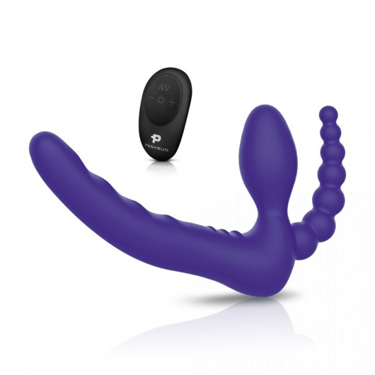 Фиолетовый безремневой страпон с пультом ДУ 7’’ Remote Control Strapless - 24 см. - Pegasus - купить с доставкой в Набережных Челнах