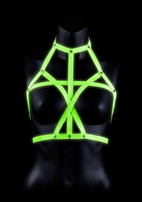 Портупея Bra Harness с неоновым эффектом - размер L-XL - Shots Media BV - купить с доставкой в Набережных Челнах