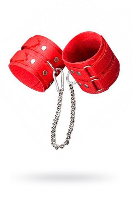 Кожаные красные оковы с цепочкой - Sitabella - купить с доставкой в Набережных Челнах