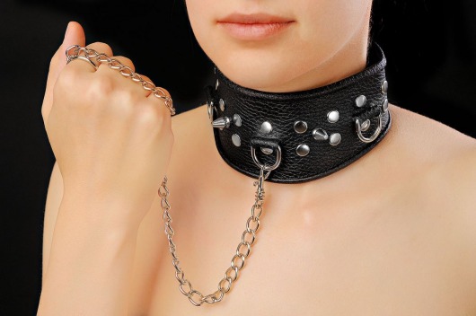 Чёрный ошейник из кожи - Sitabella - купить с доставкой в Набережных Челнах