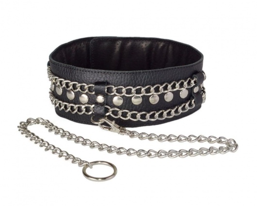Чёрный ошейник с цепочками и поводком - Sitabella - купить с доставкой в Набережных Челнах