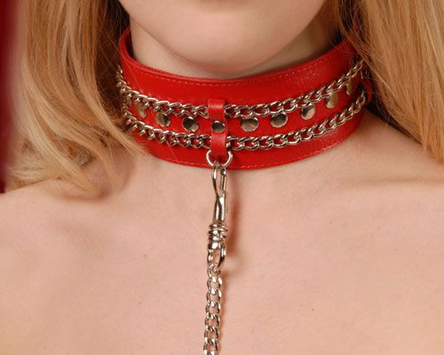 Красный ошейник с цепочками - Sitabella - купить с доставкой в Набережных Челнах