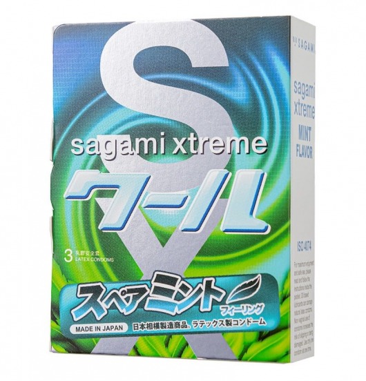 Презервативы Sagami Xtreme Mint с ароматом мяты - 3 шт. - Sagami - купить с доставкой в Набережных Челнах
