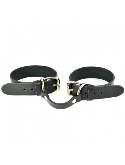 Черные кожаные наручники со съемной красной опушкой - Sitabella - купить с доставкой в Набережных Челнах