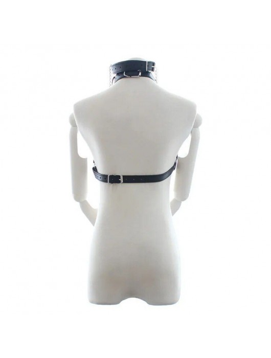 Черная портупея на грудь с кляпом и зажимами для сосков - Notabu - купить с доставкой в Набережных Челнах