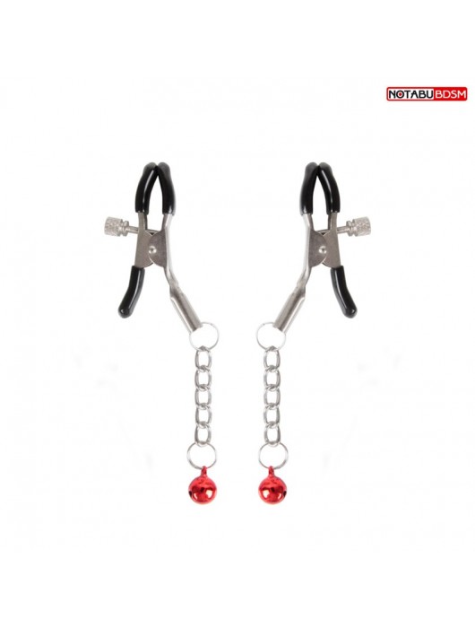 Серебристые зажимы на соски с шариками на цепочках - Notabu - купить с доставкой в Набережных Челнах