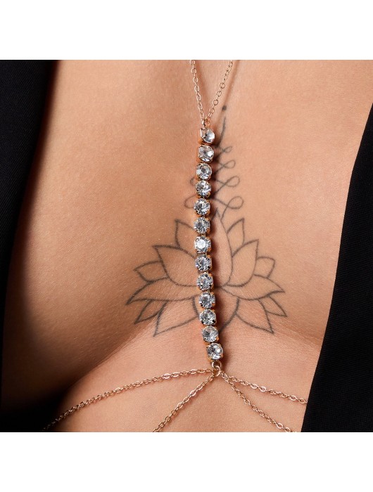 Золотистое оригинальное украшение на грудь со стразами - Сима-Ленд купить с доставкой