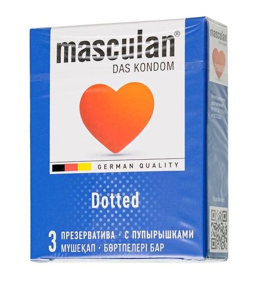 Презервативы с пупырышками Masculan Dotted - 3 шт. - Masculan - купить с доставкой в Набережных Челнах