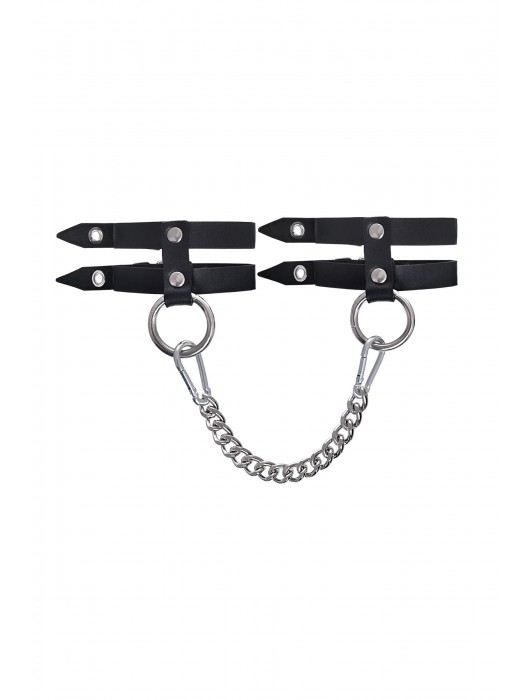 Черные однослойные кожаные оковы из двух ремешков - Pecado - купить с доставкой в Набережных Челнах