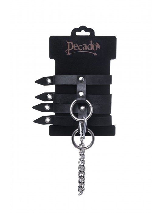 Черные однослойные кожаные оковы из двух ремешков - Pecado - купить с доставкой в Набережных Челнах