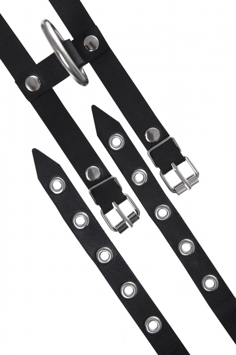 Черные однослойные кожаные оковы из двух ремешков - Pecado - купить с доставкой в Набережных Челнах