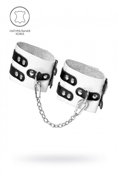 Бело-черные оковы с двумя ремешками и люверсами - Pecado - купить с доставкой в Набережных Челнах