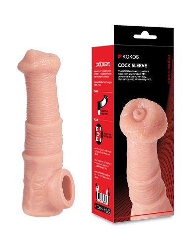 Телесная фантазийная насадка на член Cock Sleeve Size M - KOKOS - в Набережных Челнах купить с доставкой