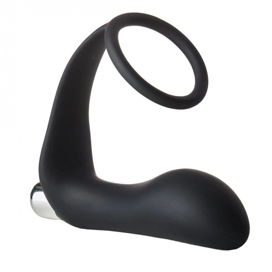 Черное эрекционное кольцо с вибропробкой Vibrating Anal Plug With Cockring - Dream Toys - в Набережных Челнах купить с доставкой