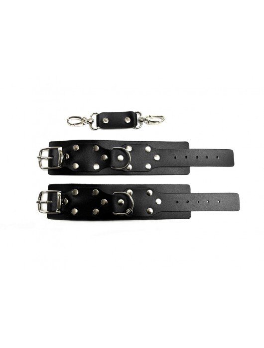 Черные кожаные наручники Sex Game - БДСМ Арсенал - купить с доставкой в Набережных Челнах