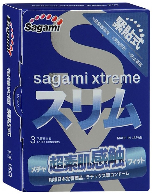 Розовые презервативы Sagami Xtreme FEEL FIT 3D - 3 шт. - Sagami - купить с доставкой в Набережных Челнах