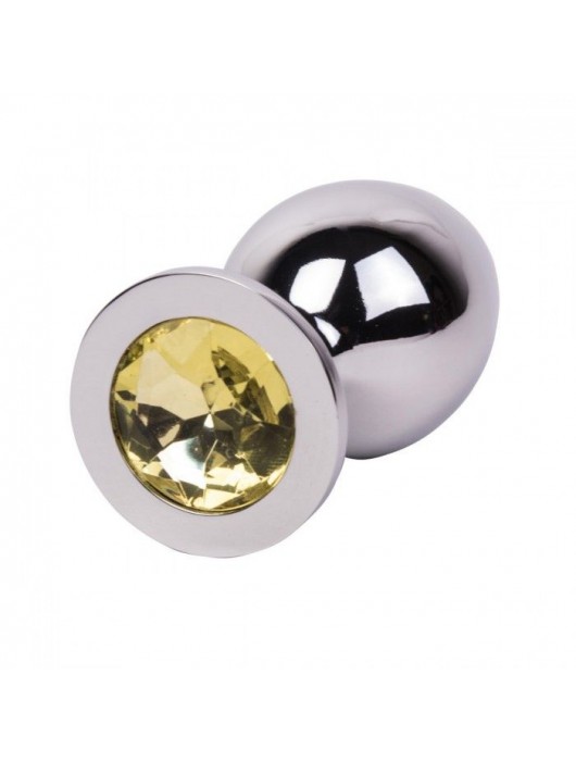 Большой стальной плаг с желтым кристаллом Sweet Lemon - 9,5 см. - Erotic Fantasy - купить с доставкой в Набережных Челнах