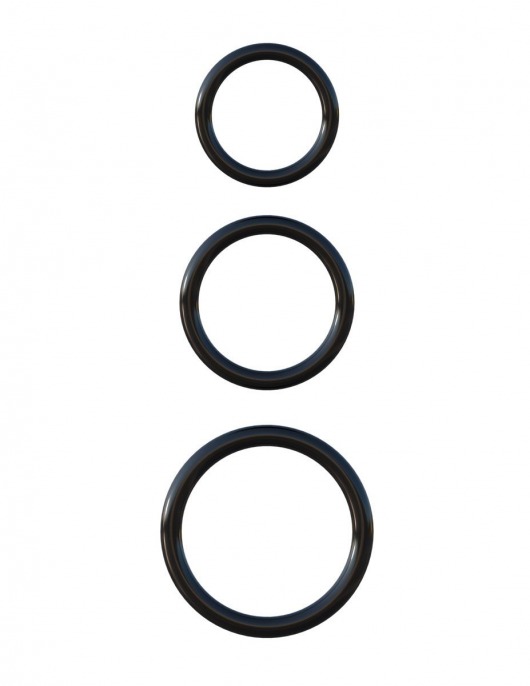 Набор из трех черных эрекционных колец Silicone 3-Ring Stamina Set - Pipedream - в Набережных Челнах купить с доставкой