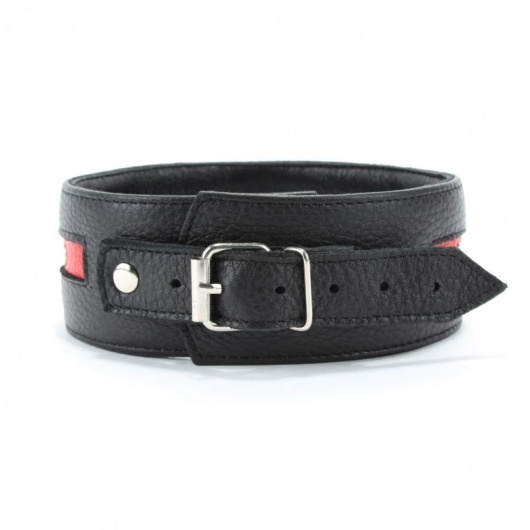 Черно-красный ошейник на пряжке - БДСМ Арсенал - купить с доставкой в Набережных Челнах