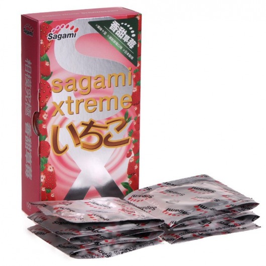 Презервативы Sagami Xtreme Strawberry c ароматом клубники - 10 шт. - Sagami - купить с доставкой в Набережных Челнах