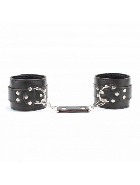 Коричневые оковы из мягкой кожи на металлической цепочке - БДСМ Арсенал - купить с доставкой в Набережных Челнах