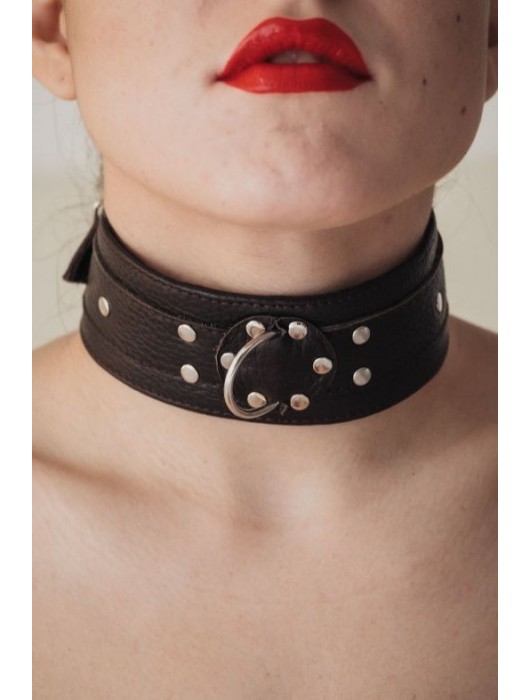 Широкий черный ошейник из мягкой кожи - БДСМ Арсенал - купить с доставкой в Набережных Челнах