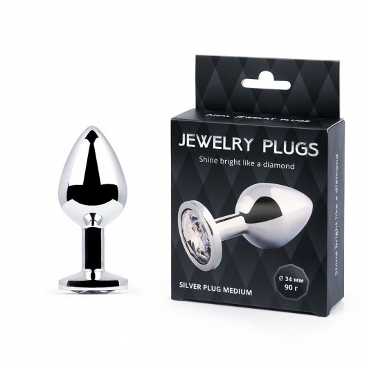 Анальная пробка BUTT PLUG  Small с прозрачным кристаллом - 7 см. - Anal Jewelry Plug