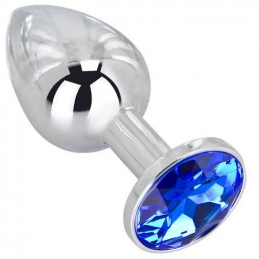 Анальное украшение BUTT PLUG  Small с синим кристаллом - 7 см. - Anal Jewelry Plug - купить с доставкой в Набережных Челнах