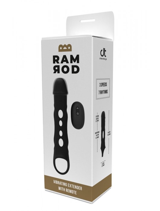 Черная насадка-удлинитель Vibrating Extender With Remote с вибрацией - Dream Toys - в Набережных Челнах купить с доставкой