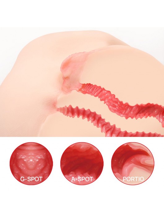 Телесный полуторс с двойным слоем материала и вибрацией Vanilla Onahole Real Vagina - KOKOS - в Набережных Челнах купить с доставкой