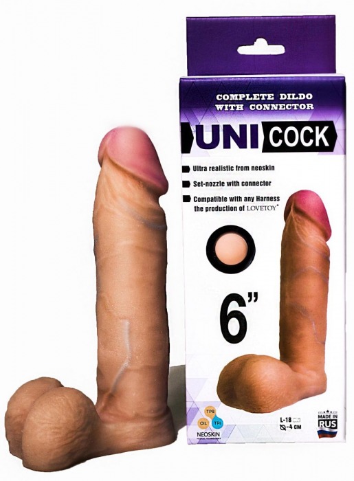 Насадка для страпона фаллической формы UNICOCK 6  - 18 см. - LOVETOY (А-Полимер) - купить с доставкой в Набережных Челнах