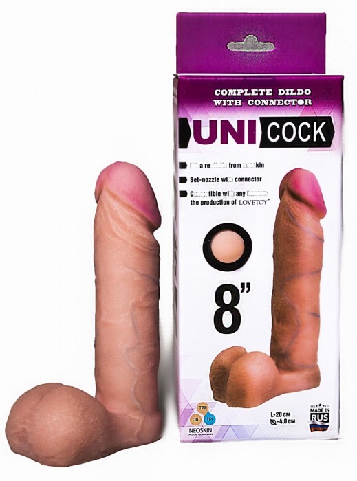 Фаллическая насадка для страпона UNICOCK 8  - 20 см. - LOVETOY (А-Полимер) - купить с доставкой в Набережных Челнах