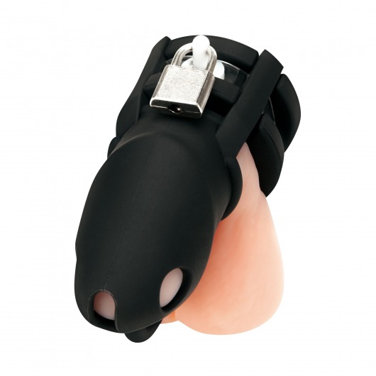 Черная клетка для пениса Silicone Small 2 in Cock Cage With Ball Divider - BlueLine - купить с доставкой в Набережных Челнах