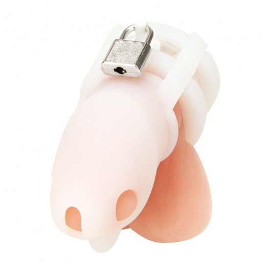 Белая клетка для пениса Silicone Small 2 in Cock Cage With Ball Divider - BlueLine - купить с доставкой в Набережных Челнах