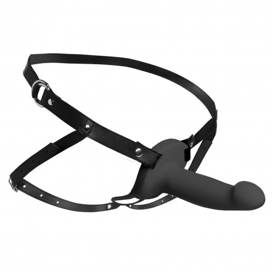 Черный полый страпон с вибрацией 2’’ Erection 28X Smooth Vibrating Silicone Penis Sheath - XR Brands - купить с доставкой в Набережных Челнах