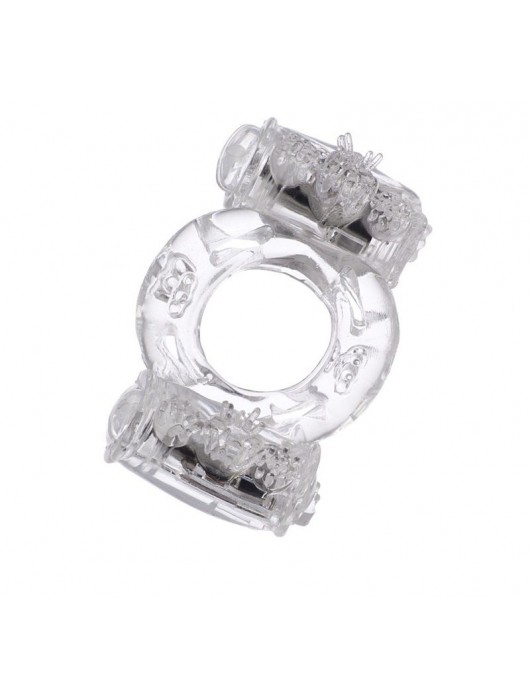 Прозрачное виброкольцо с двумя вибропульками - Toyfa Basic - в Набережных Челнах купить с доставкой