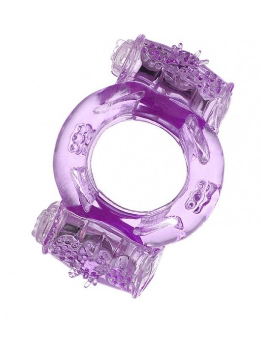 Фиолетовое виброкольцо с двумя вибропульками - Toyfa Basic - в Набережных Челнах купить с доставкой